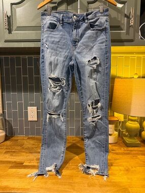 American Eagle Outfitters Light Blue Distressed Skinny Jeans